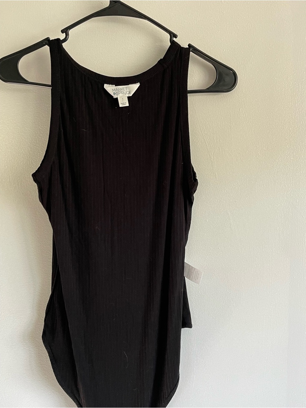 Market & Spruce Black Ribbed Scoop Neck bodysuit